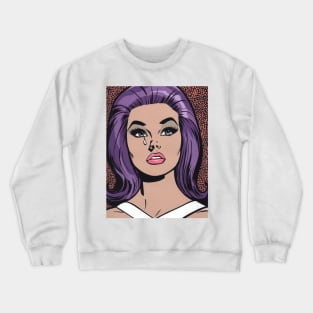 Purple Pop Art Sad Girl Crewneck Sweatshirt